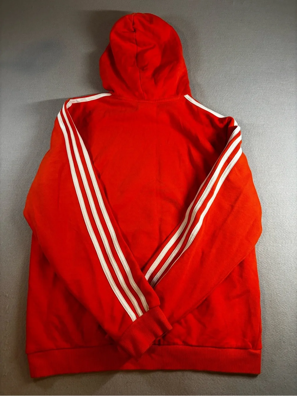 Adidas OrangeHoodie with White Logo and Stripes